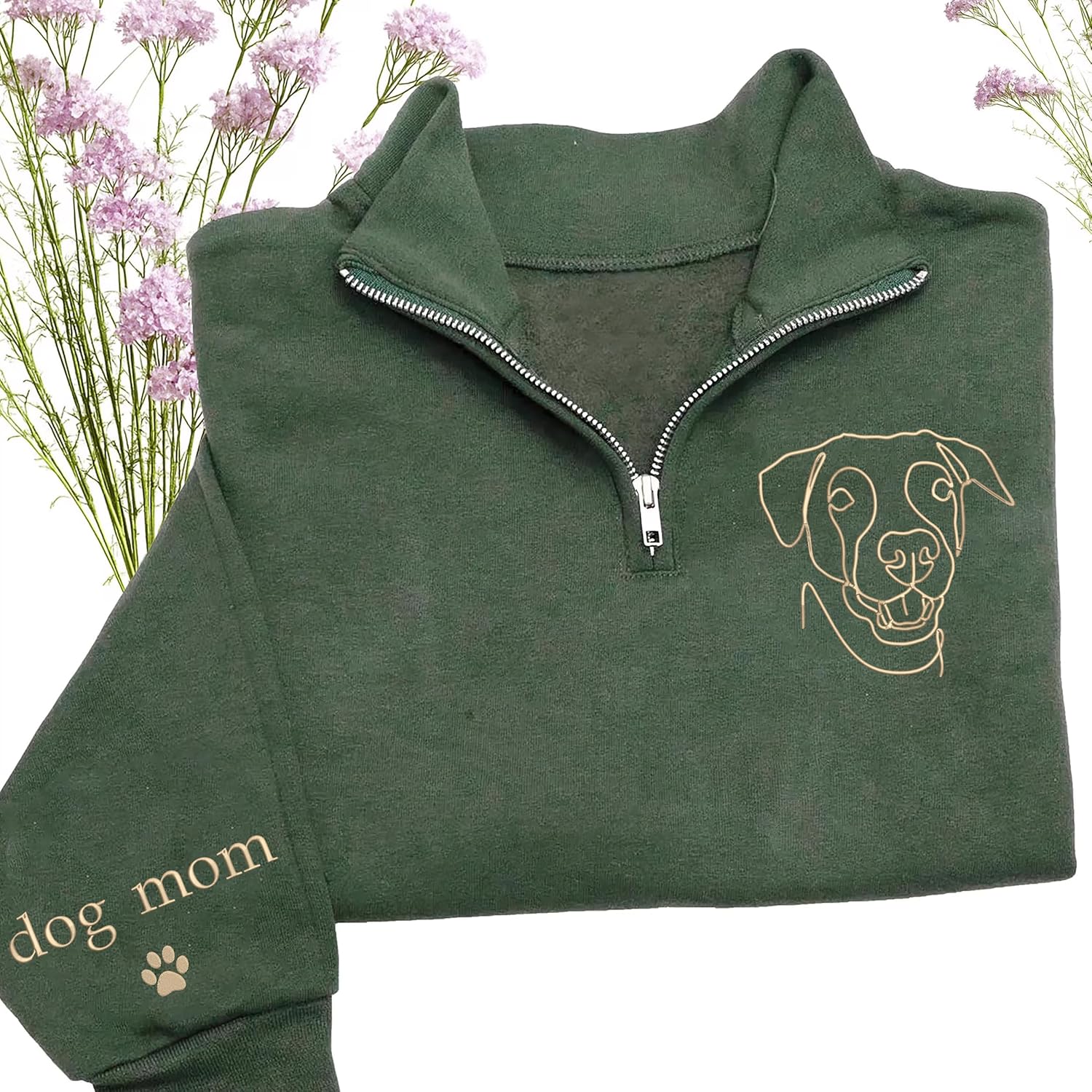 Chillever Personalized Embroidery Sweatshirt With Dog Photo for Women, Custom Dog Mom Sweatshirt, Dogs Mom Gifts - Image 4