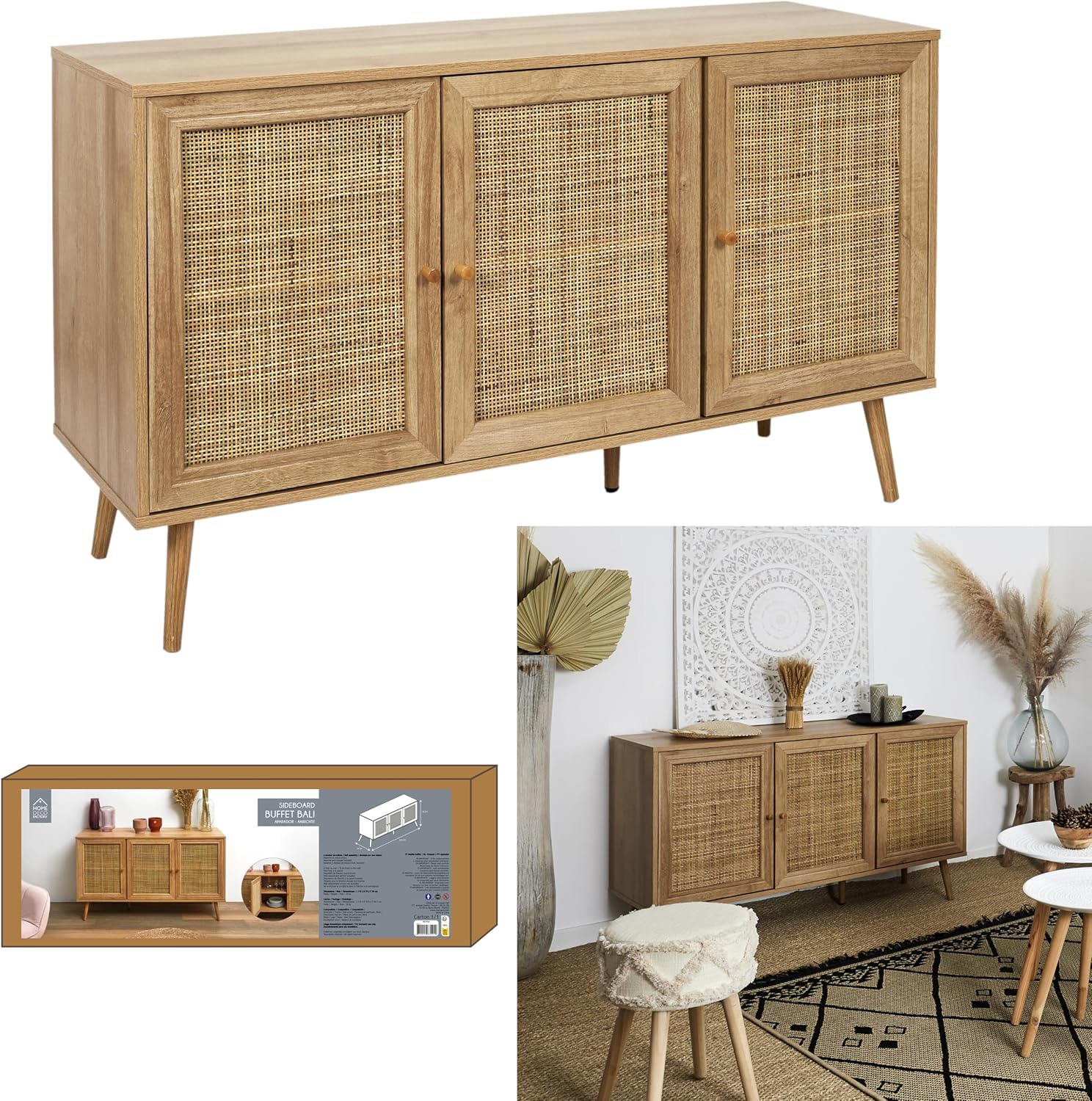Bali Sideboard with 3 Doors 70 x 115 x 39 cm