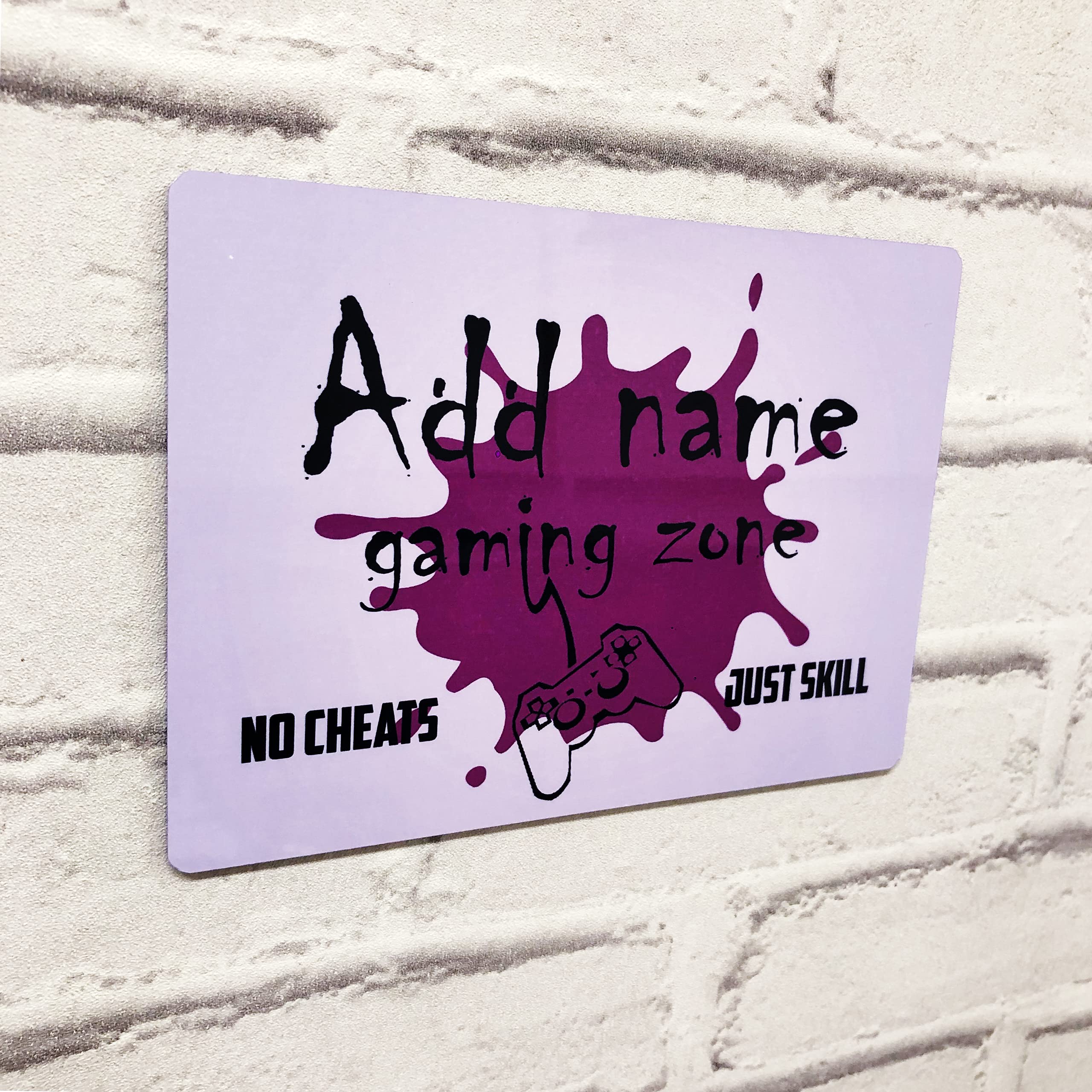Personalised Metal Gamer Sign- Customised Printed Wall Art Plaque A5 Splat Gaming — image 1
