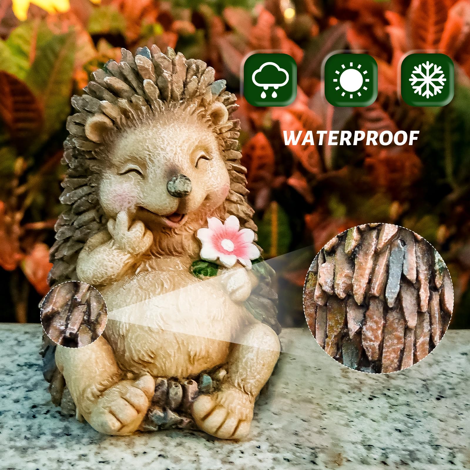 Estatua de erizo, decoración de interiores y exteriores, decoración artística en el hogar, patio, césped, jardín, dormitorio, sala de estar, lindas esculturas de hadas para mamá, abuela,