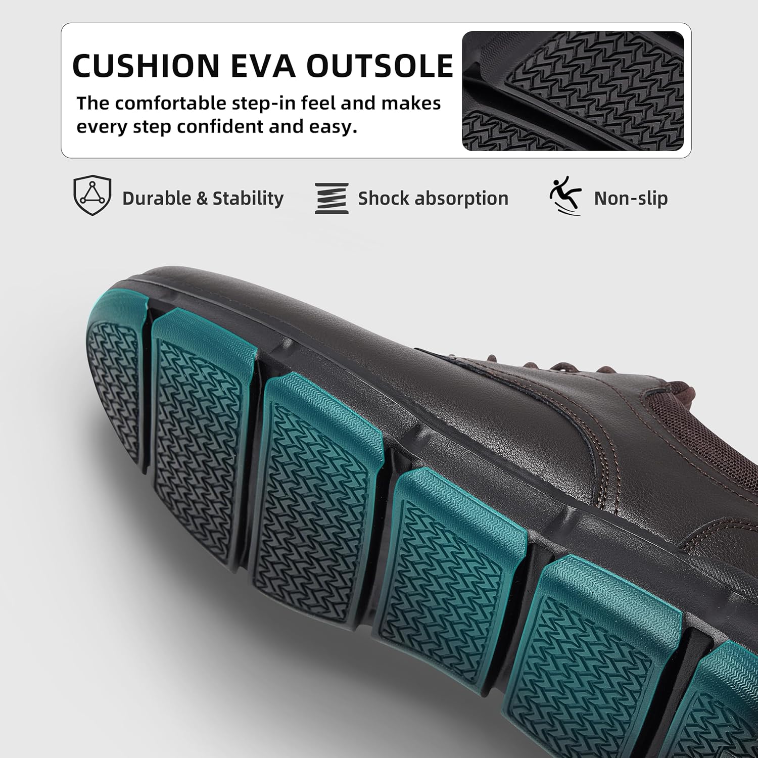 Mens Orthopedic Wide Business Leather Dress Shoes - Arch Support Plantar Fasciitis Classic Oxford - Comfortable Cap Toe Orthotics Patent Tuxedo Sneakers for Foot and Heel Pain Relief - Image 8