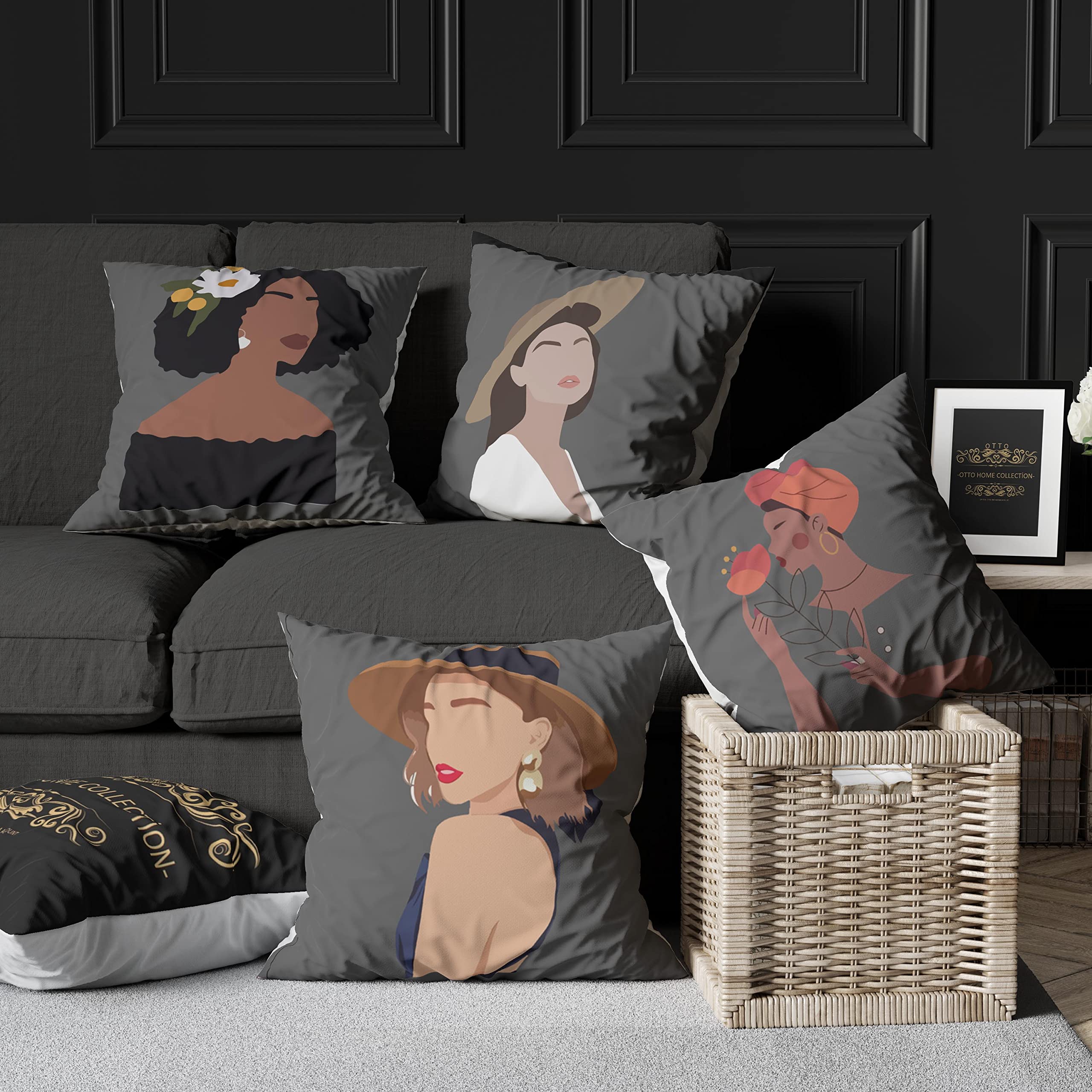 Federe Esterne Per Patio Set 4 Federe Cuscini 45x45cm Wyooxoo - Motivo Floreale Per Divano E Esterno 1226728 Federe Lino Boho 45x45