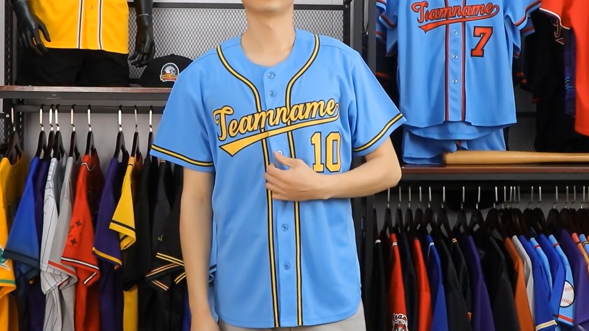 Camisa personalizada de béisbol para adultos con botones, nombre y número bordados o impresos miniatura 7