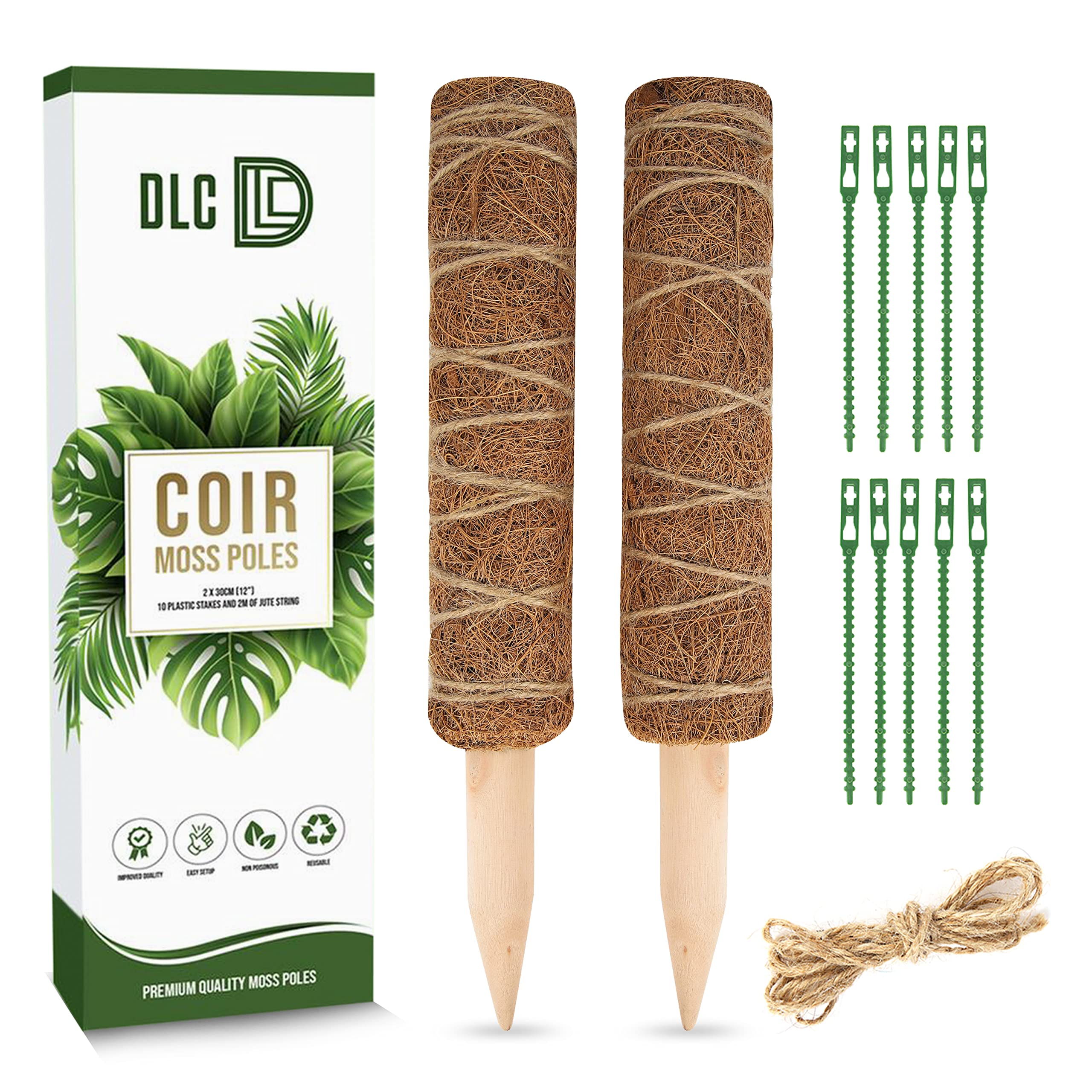 Buy DLC Totem Coco Coir Moss Poles, Pack of 212 inch (30cm) Moss Poles