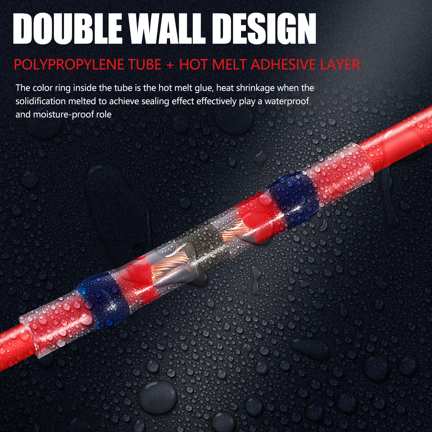 Soldeer connector krimpkous 200 stuks automotive kabel connector set, Soldeerafdichting Draadconnectoren, krimpkous met soldeer, 4 maten 26-10AWG, voor auto, marine, boot (wit rood blauw geel