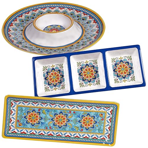 Certified International Portofino Melamine Hostess Set, Multi Colored, Large