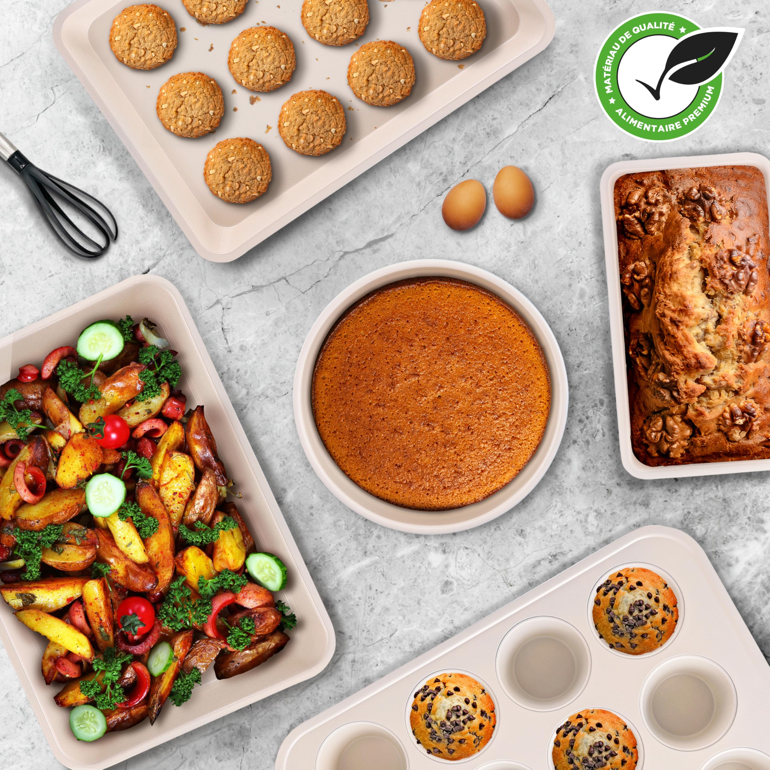 Ustensiles Cuisson Professionnels Set 6 Moules Pâtisserie NutriChef - Antiadhésif, Acier Carbone, 230°C Max Set Moules Pâtisserie NutriChef Antiadhésif