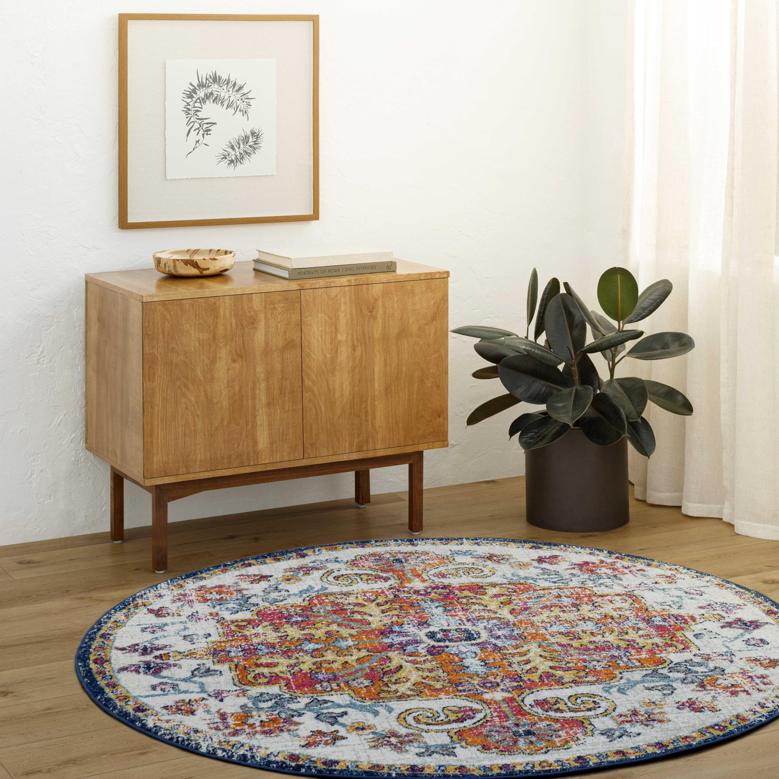 Livabliss Lou Asmara Vintage Round, Living Room – 160 cm, Blue & Orange — image 1