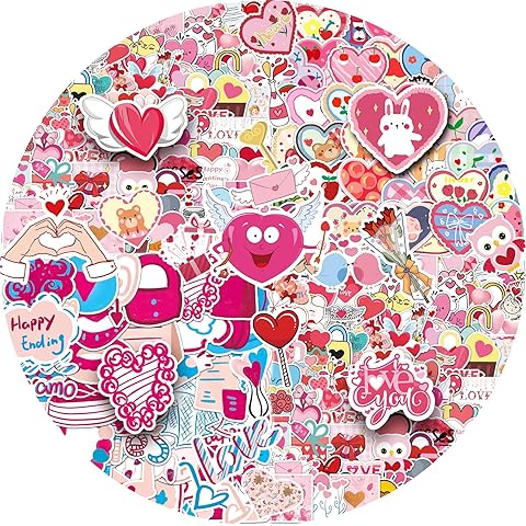 200PCS Sweet Romantic Stickers for Water Bottle, Cute Color Sticker Packs Vinyl Waterproof Stickers for Laptop Journal Decals, Sticker for Card Adults Couple Wedding Anniversary Decorations