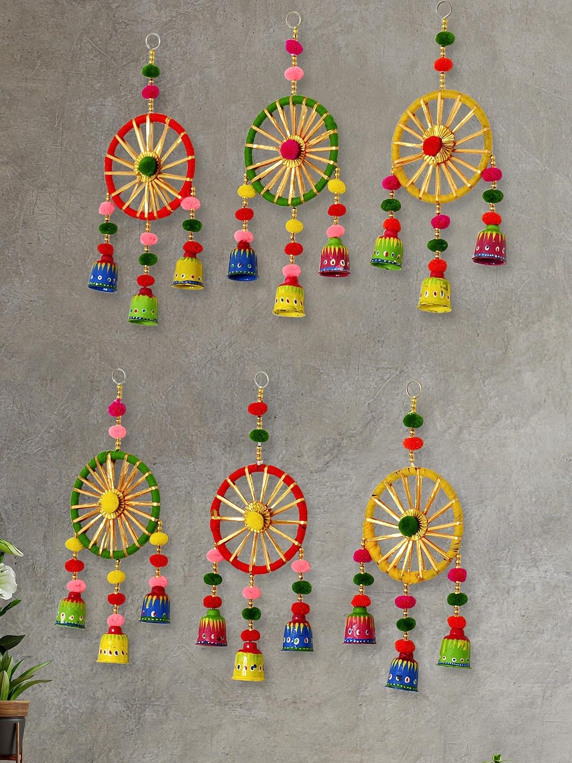 JH Gallery Handmade Colorful Wall Decor and Door Hangings for Home Decoration, Festive Decoration, Balcony, Room, Temple Decoration, Pooja Room Decoration, Decorative Hanging Items, Pack of 6 JH Gallery Handmade Colorful Wall Decor and Door Hangings for Home Decoration, Festive Decoration, Balcony, Room, Temple Decoration, Pooja Room Decoration, Decorative Hanging Items, Pack of 6