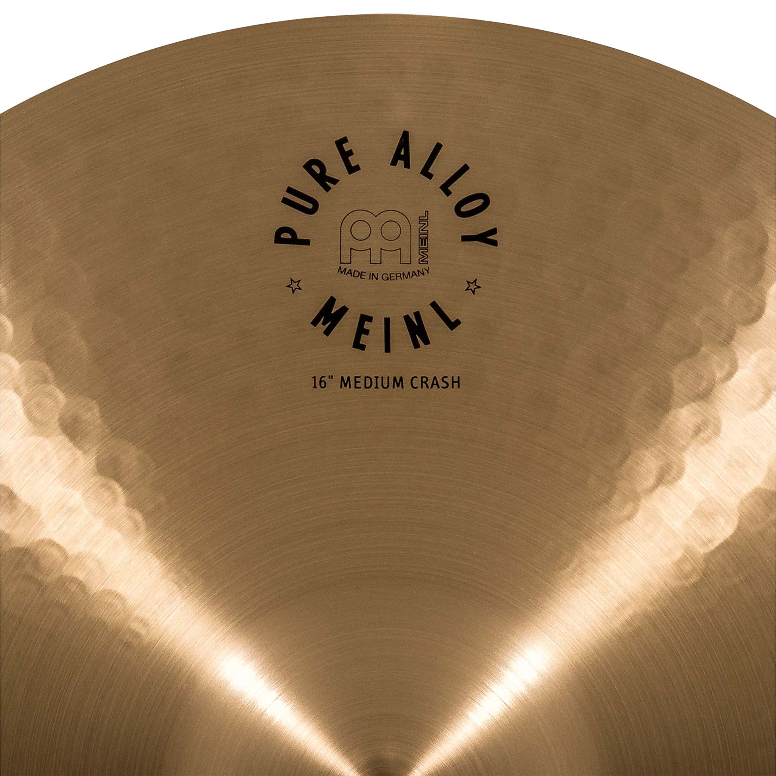 Meinl Cymbals Pure Alloy Piatto Crash Medium 16 pollici (40,64cm) per Batteria - Bronzo puro in Lega, Finitura Tradizionale (PA16MC)