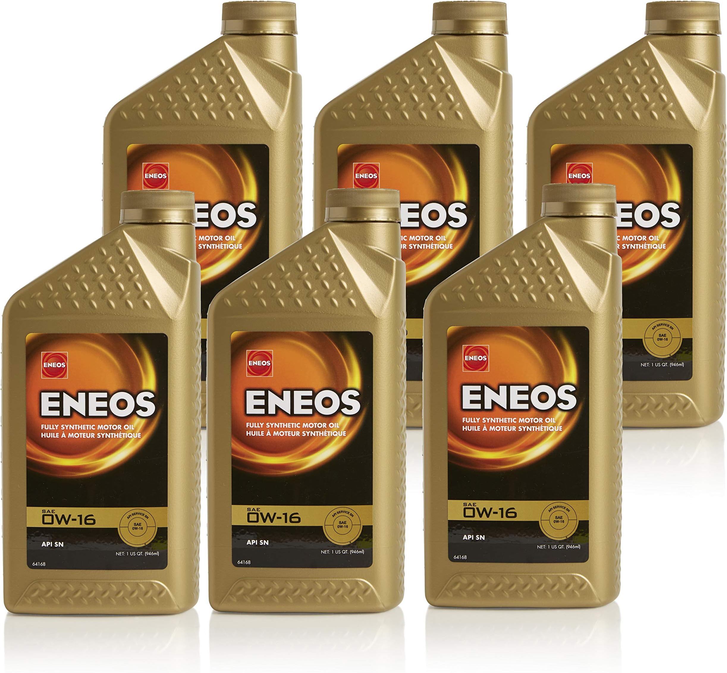Eneos 0W-16 Fully Synthetic Motor Oil, 1 Quart (Pack of 6)
