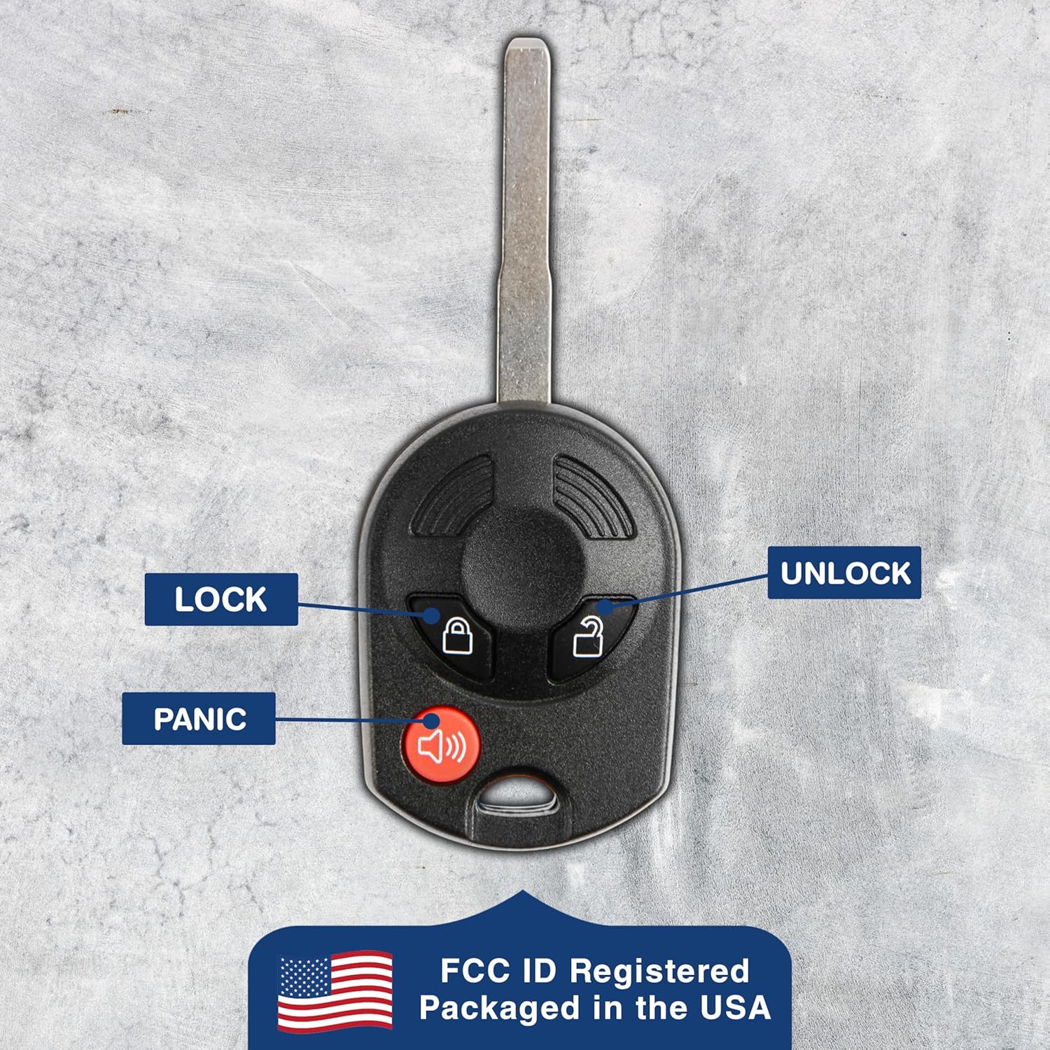 2X KeylessOption Key Fob Replacement for 2012 2013 2014 2015 2016 2017 2018 2019 Ford Focus Transit F350 Fiesta Remote, 3-Button OUCD6000022, Programming Guide Included