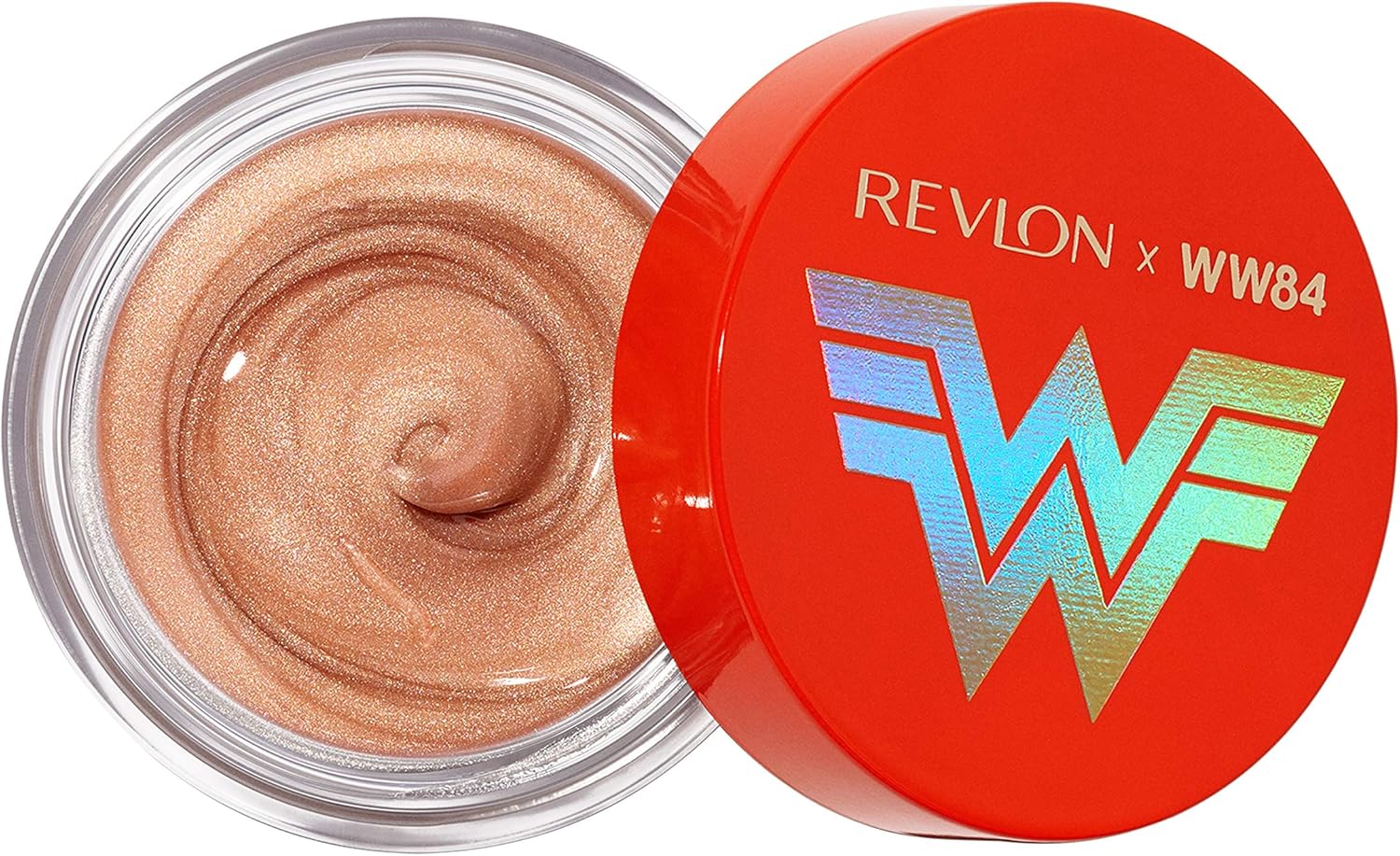 Revlon x WW84 Wonder Woman Liquid Armor Glow Pot, Glossy Eye and Face Jelly Highlighter, in Champagne, 001 Golden Lasso