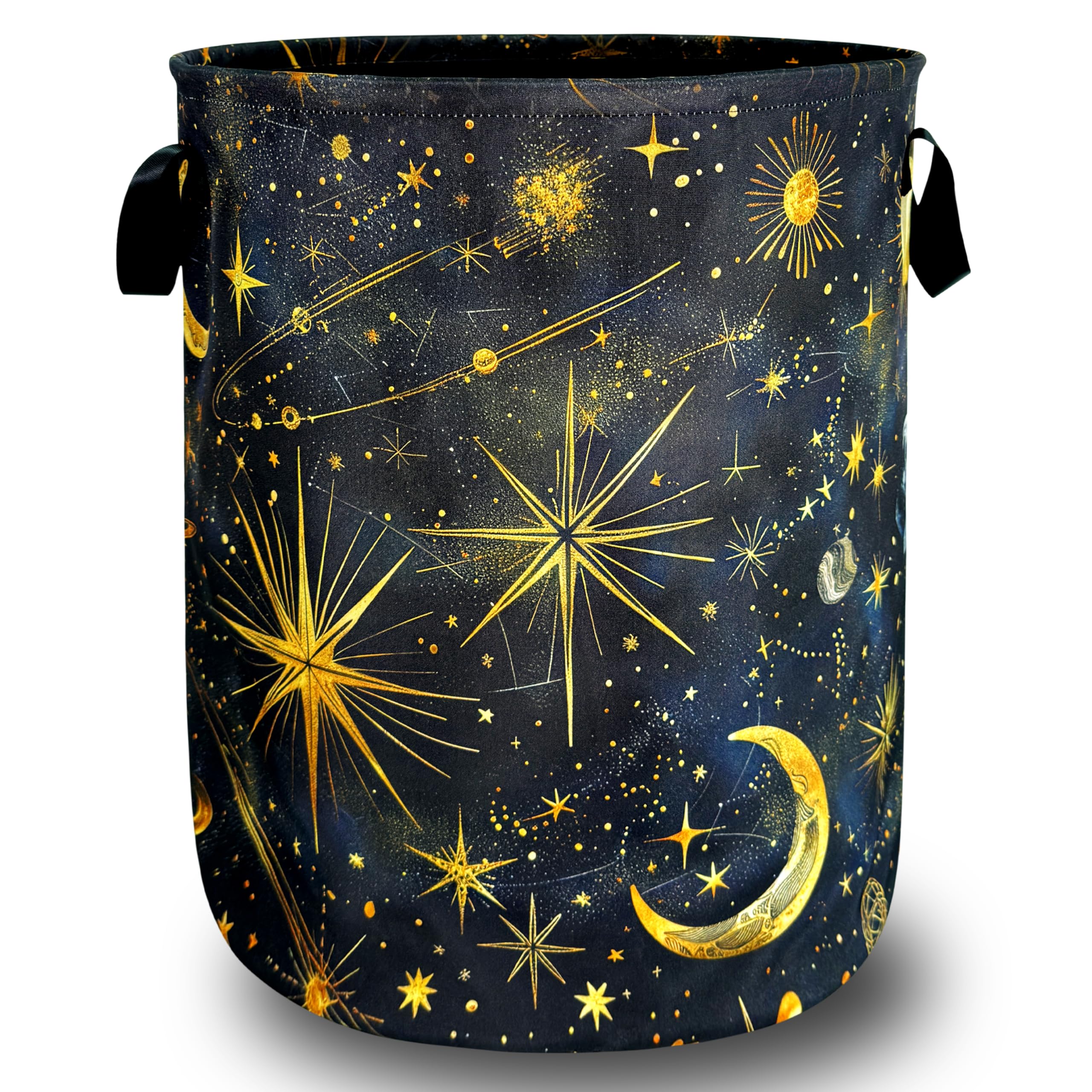 Moon Starry Sky Laundry Hamper Oxford Cloth Foldable Basket 18.9x16.5 Inch