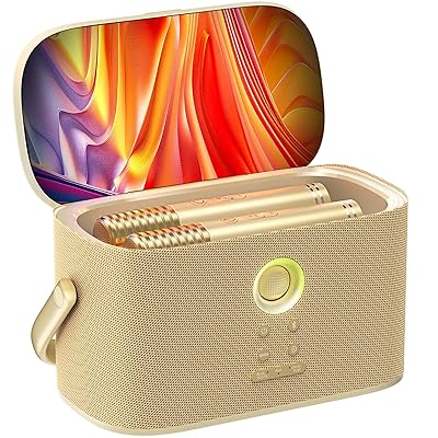 Ikarao Portable Karaoke Machine for Adults, Built-in Lyrics Display and Screen, 2 Self-Charging Wireless Microphones, Karaoke App, 140W Speaker, Connects to TV for Home Party Birthday Outdoor Camping