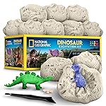 National Geographic Dinosaur Dig Brick Set - 30 Dig Bricks with Glow-in-The-Dark Dino Figurines, Excavation Tools & Learning Guide, Dinosaur STEM Toys and Science Kit, Fun Classroom & Party Activity