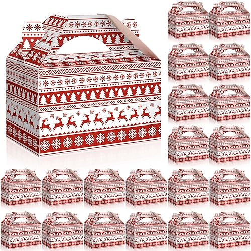 Miniatura 8 de Cholemy Cajas de regalo de Navidad, diseño de bastón de caramelo, cajas de recuerdos de fiesta de Navidad con asa, bolsas sorpresa de embalaje de