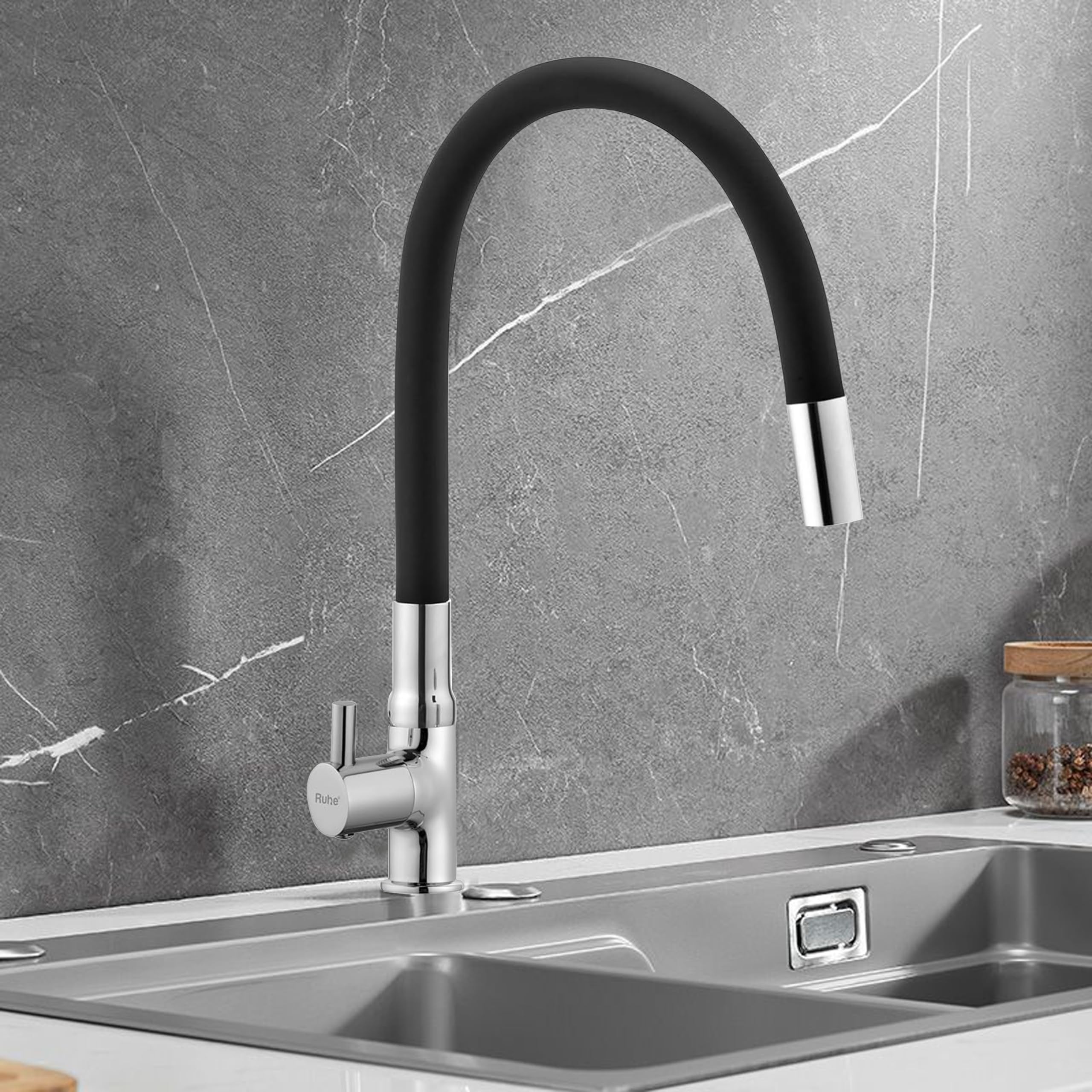 Ruhe Kara Swan Neck Faucet - Grey Kitchen Tap -6