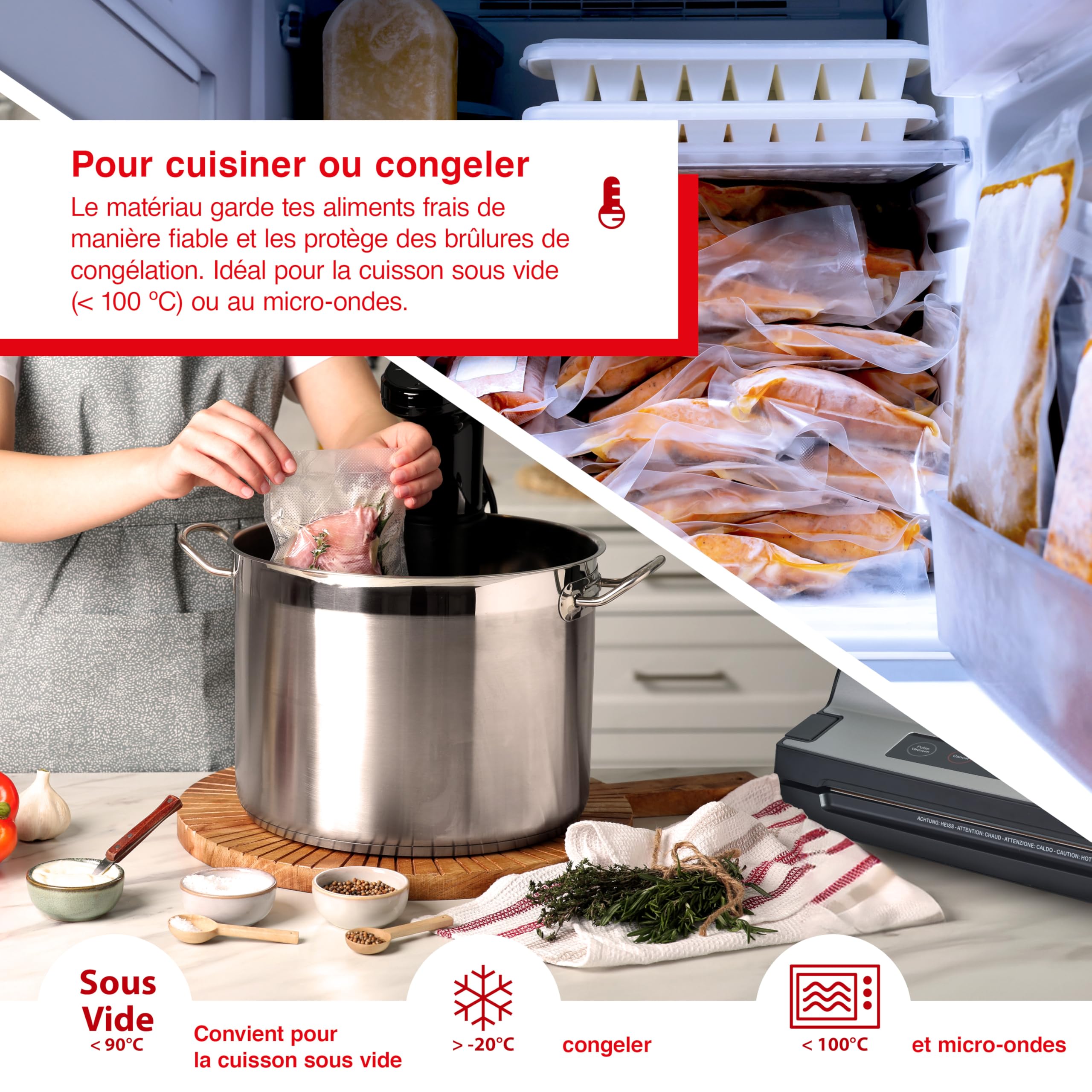 Solis 5 Rouleaux de Film et 50 Sacs Sous Vide - Idéal Pour une Utilisation avec les Machines D'Emballage Sous Vide Sans BPA