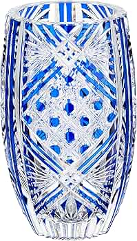 Amazon.co.jp: カガミクリスタル(Kagami) 花瓶 青 高さ210mm 江戸切子