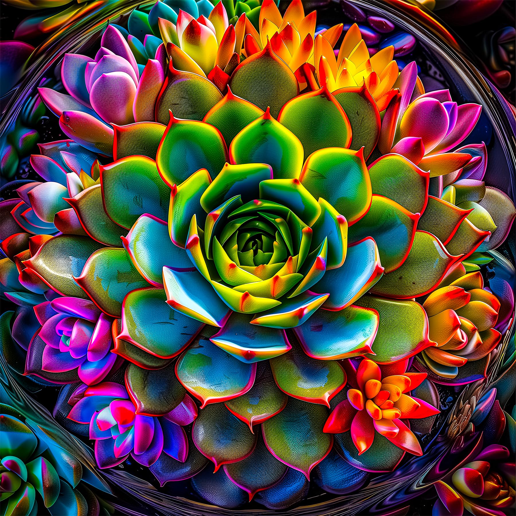 Bgraamiens Puzzle- Beautiful Succulent Puzzles for Adults 1000 Pieces, High Definition Puzzles,Colorful Succulent Jigsaw Puzzles