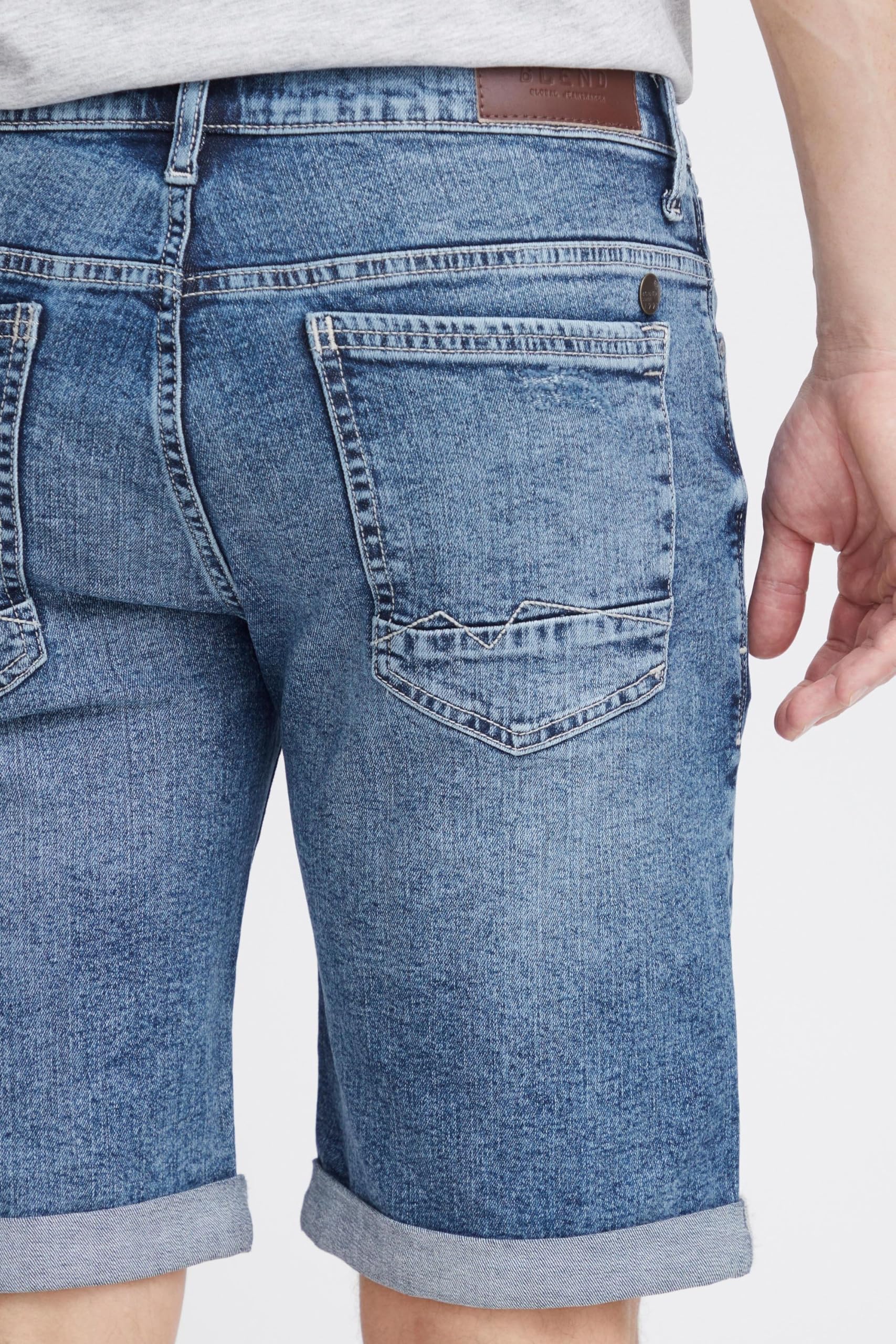 Blend Deniz Herren Jeans Shorts Kurze Denim Hose im Destroyed-Optik aus Stretch-Material Regular Fit
