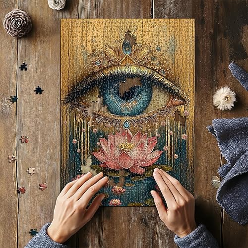 Miniatura 5 de Rompecabezas de ojos de loto para adultos de 1000 piezas, diseño de ojos de flores, rompecabezas vintage hermoso e imposible desafiante