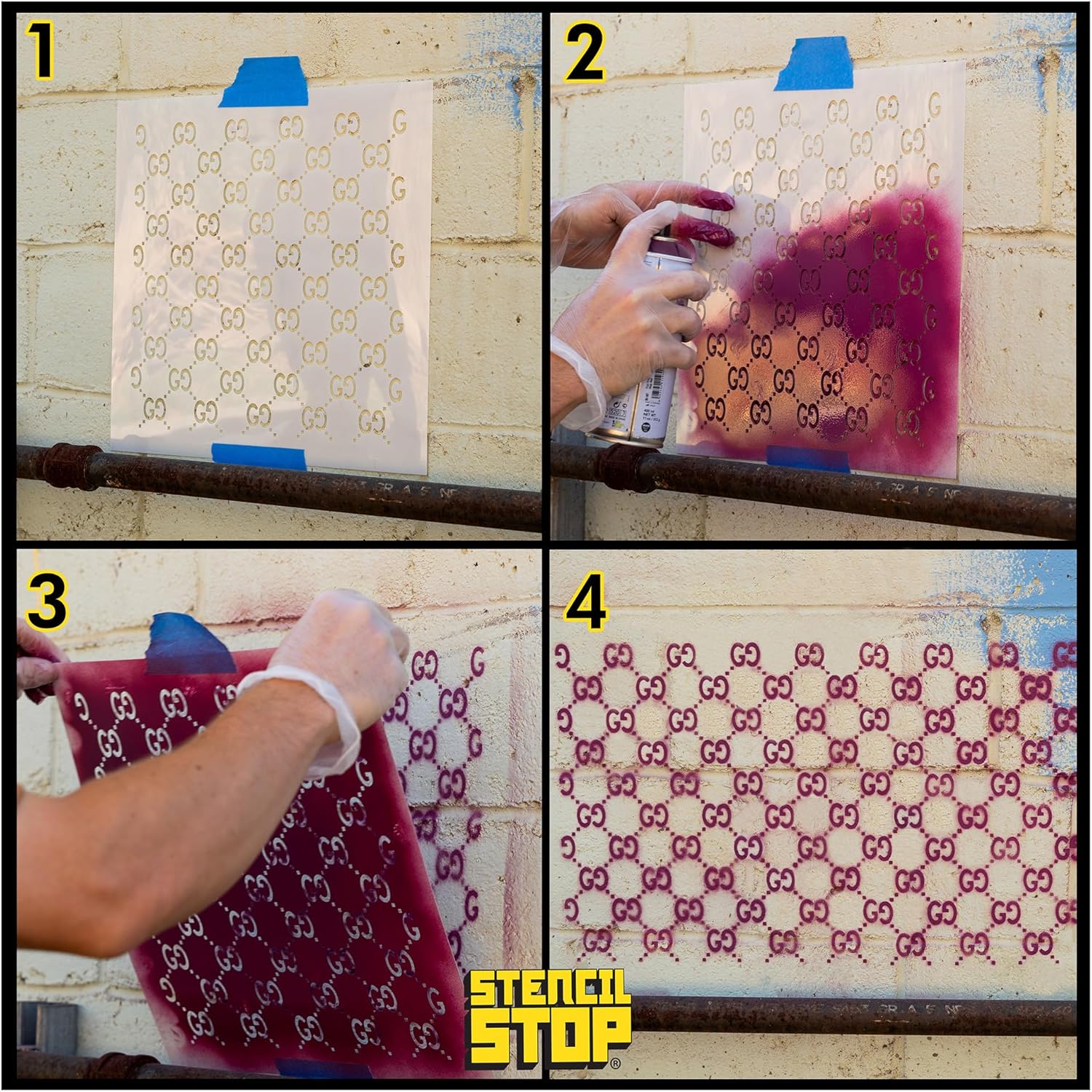 GG Pattern Stencil – 24 x 24 Inches, Reusable Stencil for Painting on Wood, Walls, Fabric, and Crafts – Durable Plastic for DIY Art & Home Decor