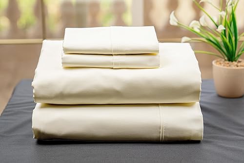 LEMUDA - Juego de sábanas de 4 piezas, 100% algodón, algodón egipcio orgánico puro, bolsillo profundo de hasta 12 pulgadas, sábanas de hotel de lujo