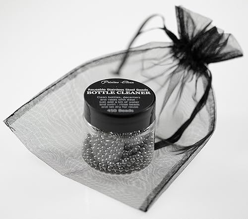 Vista 4 de Pristine Clean Cuentas de limpieza para decantadores, 450 cuentas de acero inoxidable reutilizables para limpiar botellas de vidrio, decantadores