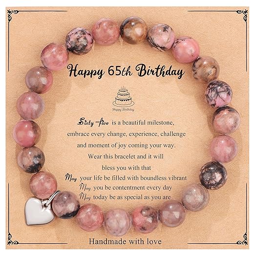 Yiyang 65th Birthday Gifts for Women Natural Stone Bracelet 65 Year Old Birthday Gifts for Women Mom Grandma Wife Aunt
