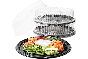 Heavy Duty Round Catering Trays with Clear Lids (16-Inch, 3-Piece) - Serving...