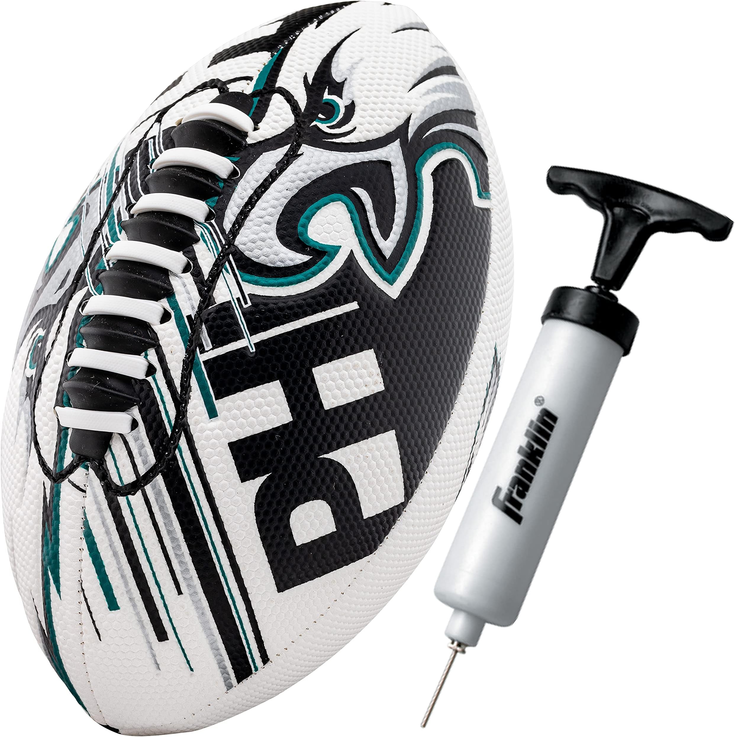 Franklin Sports NFL Philadelphia Eagles Football - Youth Mini Football - 8.5" Junior Size Ball - SPACELACE Easy Grip Texture- Perfect for Kids