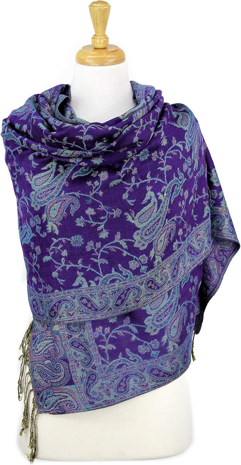 PASKMLNA Reversible Paisley Pashmina Shawl Wrap Elegant Colors - Image 4