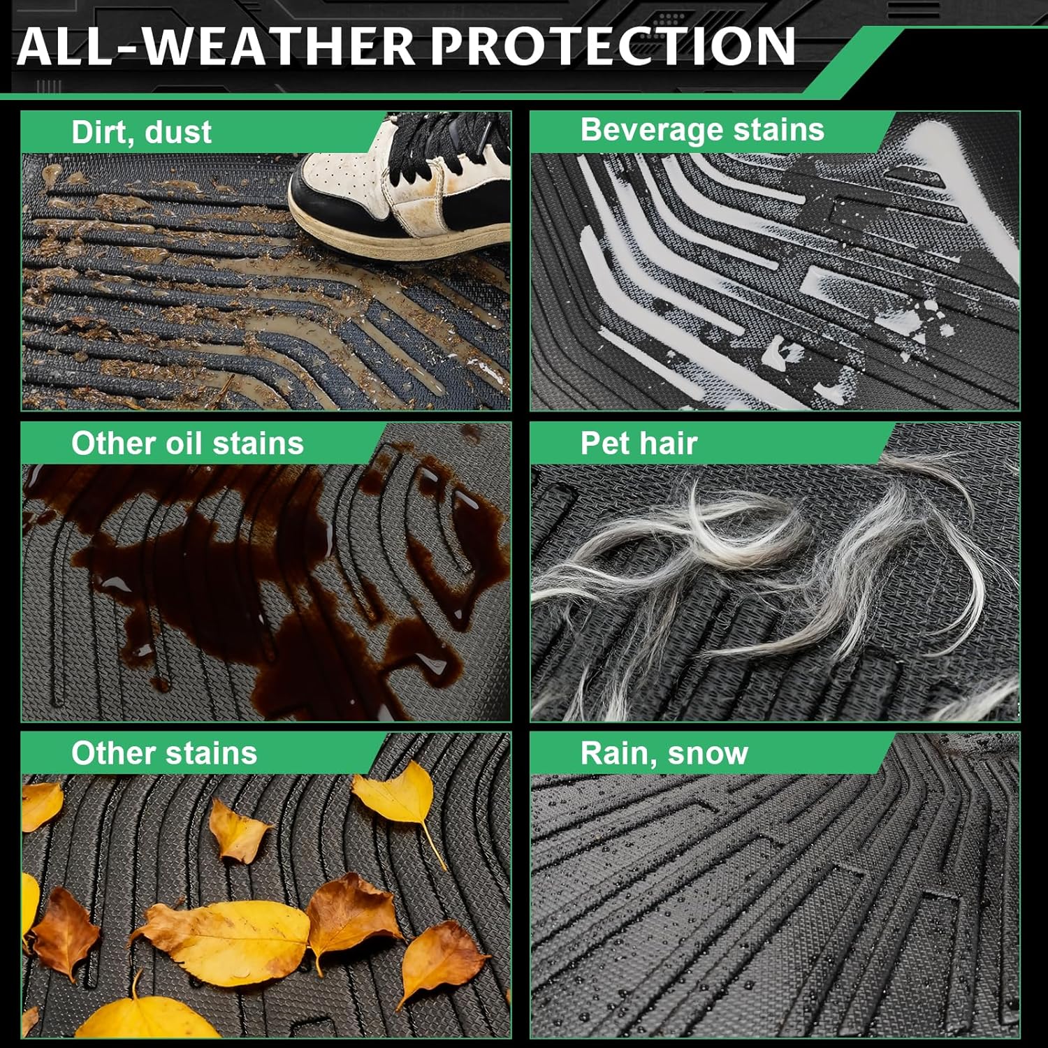 Floor Mats for Ford Expedition 2018 2019 2020 2021 202 2023 2024, ONLY Fit 7 Seats-2 Row Bucket Seat Non Short, NOT Max, TPE All Weather Protection Custom Fit Floor Liners & Seatback Mat & Cargo Liner - Image 5