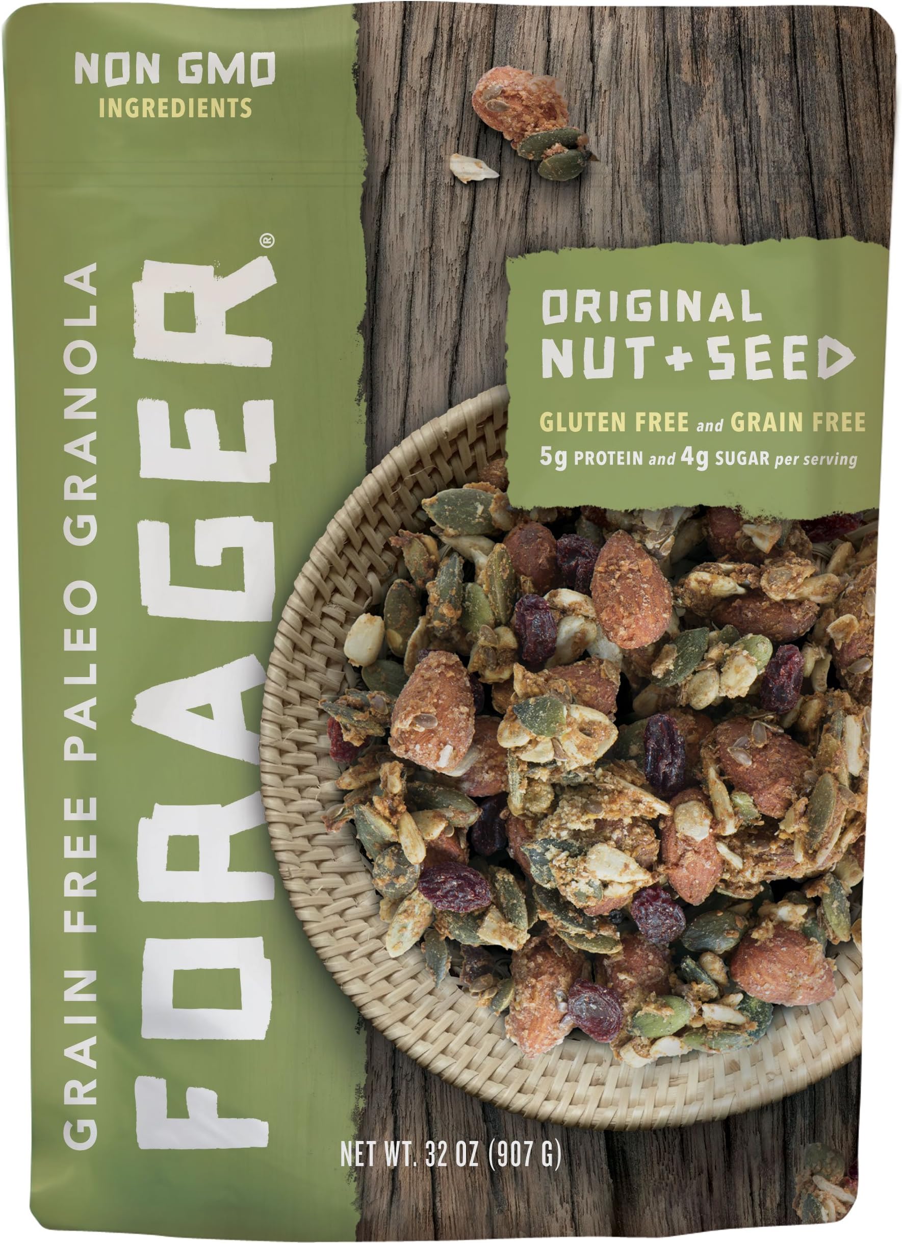 Forager Original Nut & Seed Grain Free Granola | Only 4 Grams Sugar | Only 7 Grams Carbs | Paleo | Gluten Free | Great Deal | Dietitian Formulated | 5lbs.