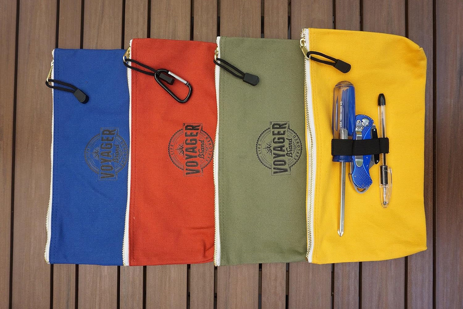 Canvas Zipper Tool Bag Organizer (Set of 4) Durable Tool Pouch Tote Bags, Color Coded Canvas Bags for Crafts, Camping, Tools, Zippered Parts Organizer