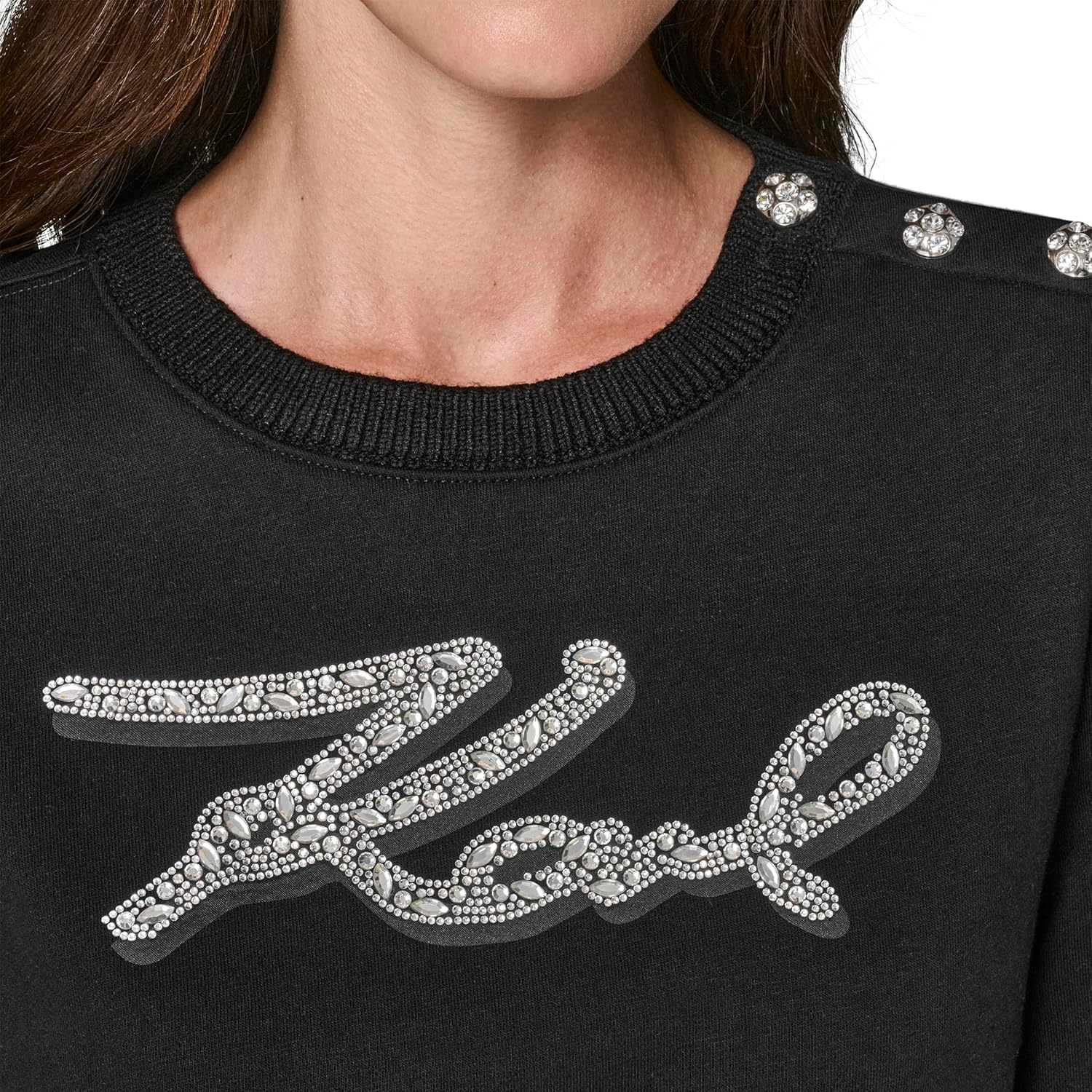 Karl Lagerfeld Women's Long Sleeve Crew Neck Comfy Athleisure Dress