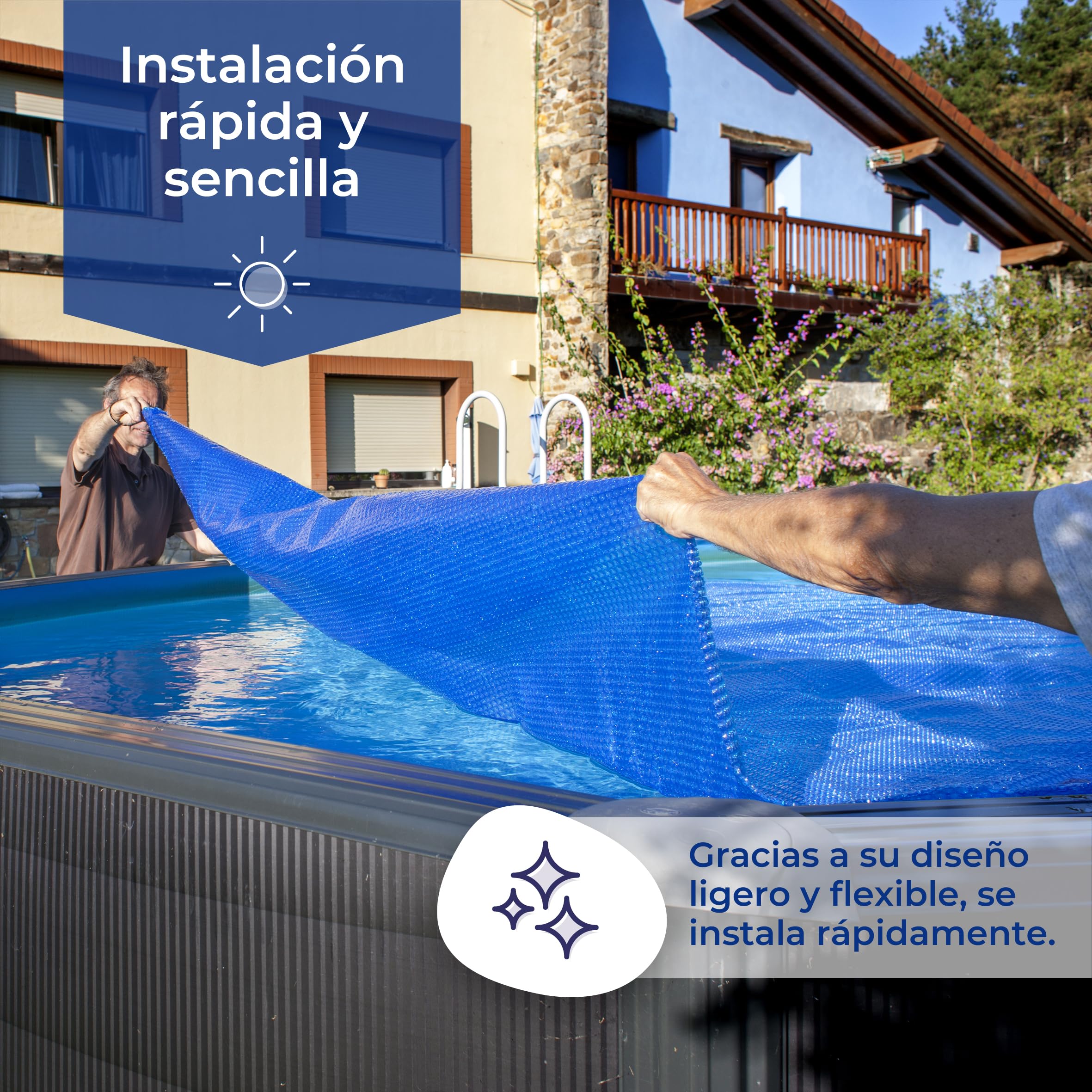 Gre CVPE800 - Cobertor de Verano para Piscina Ovalada Enterrada de 800 x 400 cms, Color Azul