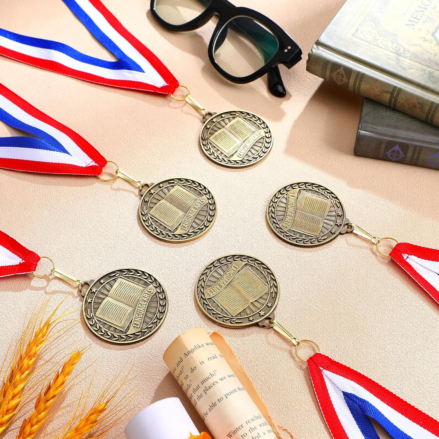 Quelay 30 Pcs 2'' Award Medals Bulk Gold Winner Medals with Neck Ribbons Metal Trophy Award Prize Gift for Tournaments, Competitions, Party, Kids and Adults