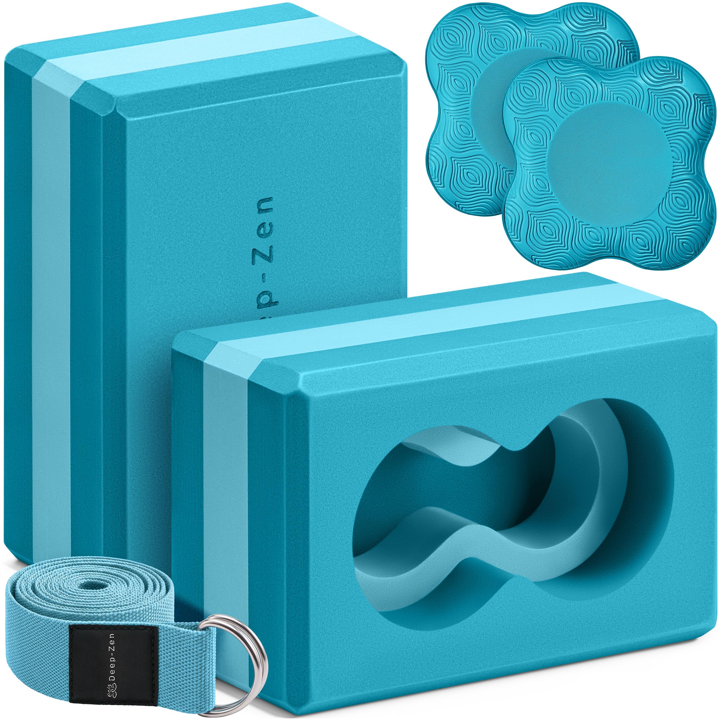 Bloques de yoga para muñeca; bloques de yoga paquete de 2 con rodilleras y correa para poner menos peso en las muñecas; juego de bloques de ejercicio de ladrillo de yoga duradero y versátil