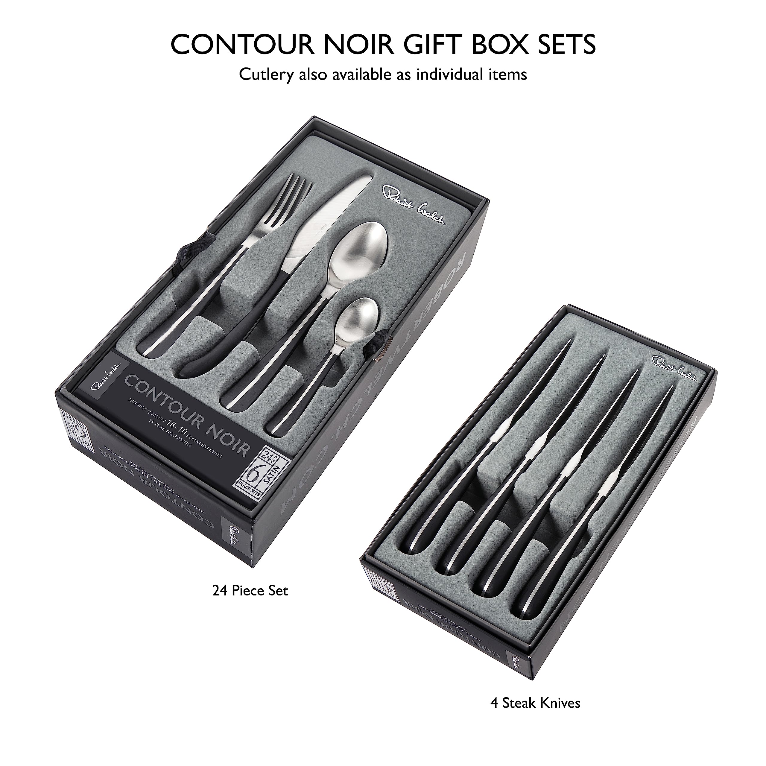 Robert Welch Contour Noir Steak Knife Set for 4 People. : Amazon