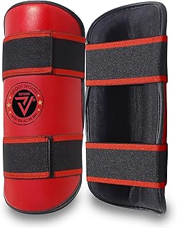 Red shin pads semi contact kick boxing shin protector shin guards MMA UFC Kids kickboxing shin pads, Adult Martial Arts shin protectors