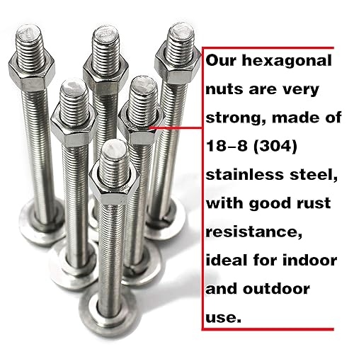Miniatura 17 de Fullerkreg Tuerca hexagonal con acabado de acero inoxidable 1/2-13, tuerca de acero inoxidable 304 (10 piezas)