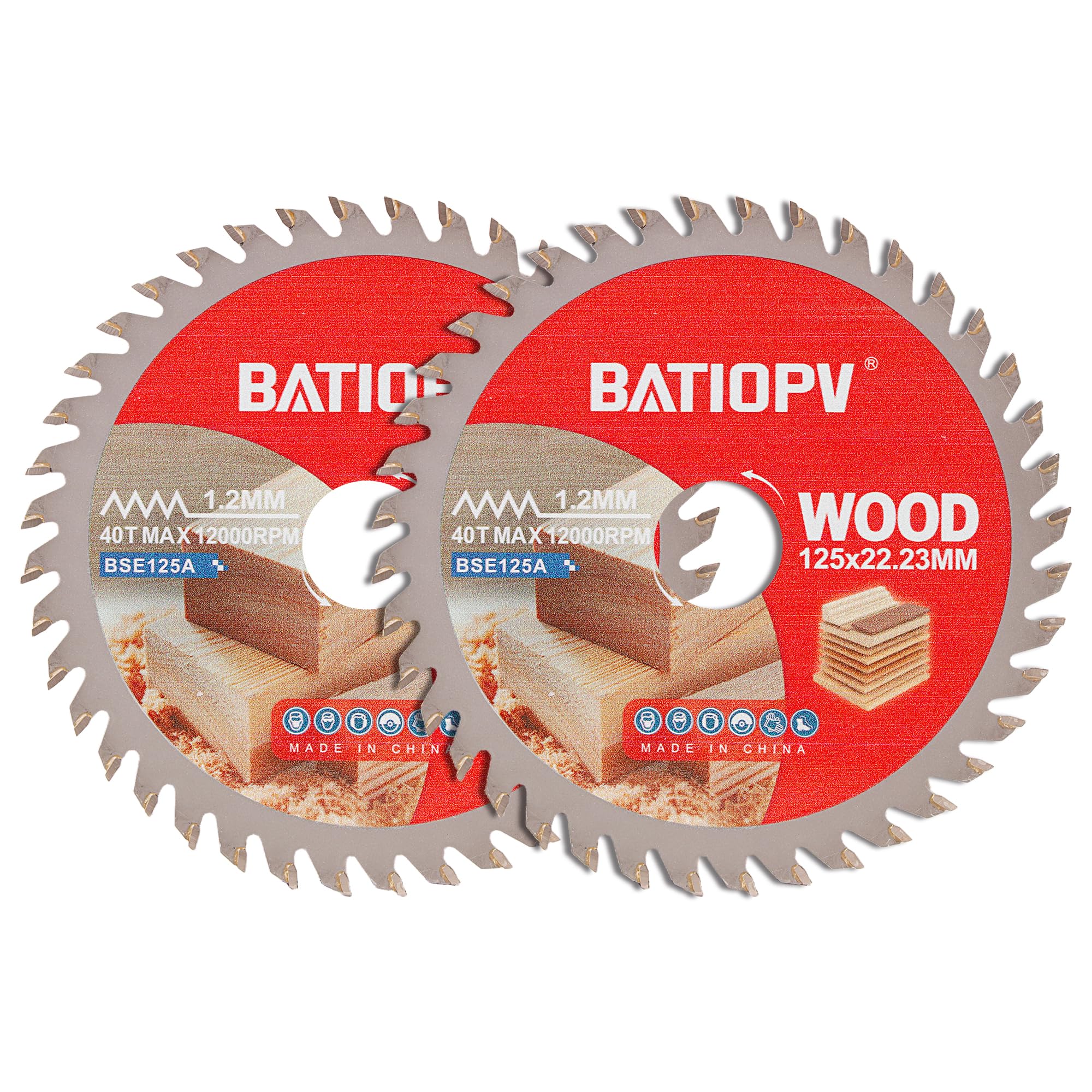 Lot de 2 Disque à Tronçonner Meuleuse 125 x 22,23 mm Lame de Scie Circulaire 40 Dents Carbure de Tungstène Bois