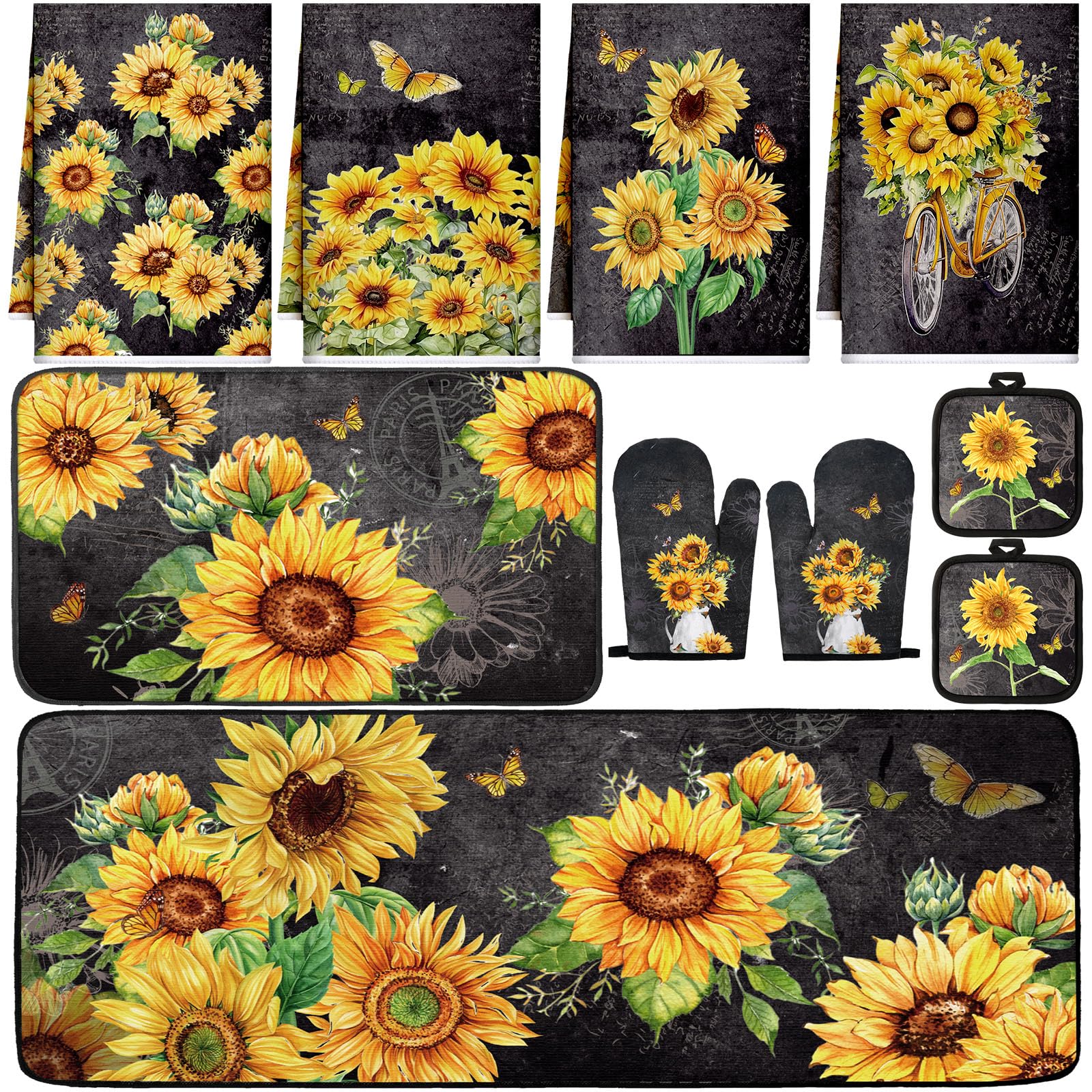 Fourluoo Kitchen Towels & Oven Mitts Set - Farmhouse Decor -23