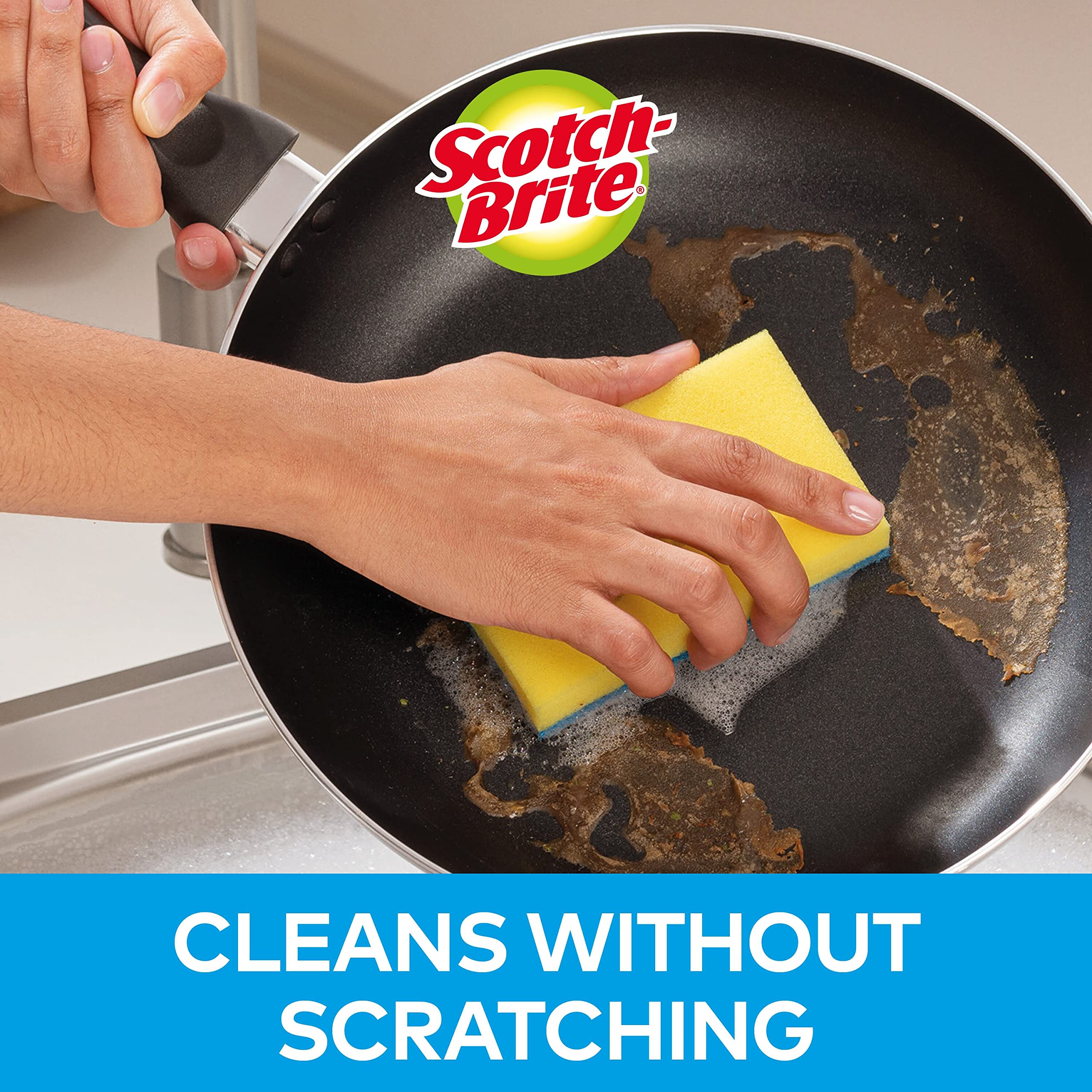 Scotch-Brite Delicate Non-Scratch Scrub Sponge, 12 Pieces, Ideal Everyday Washing up Sponge for Kitchen Bathroom - Image 3
