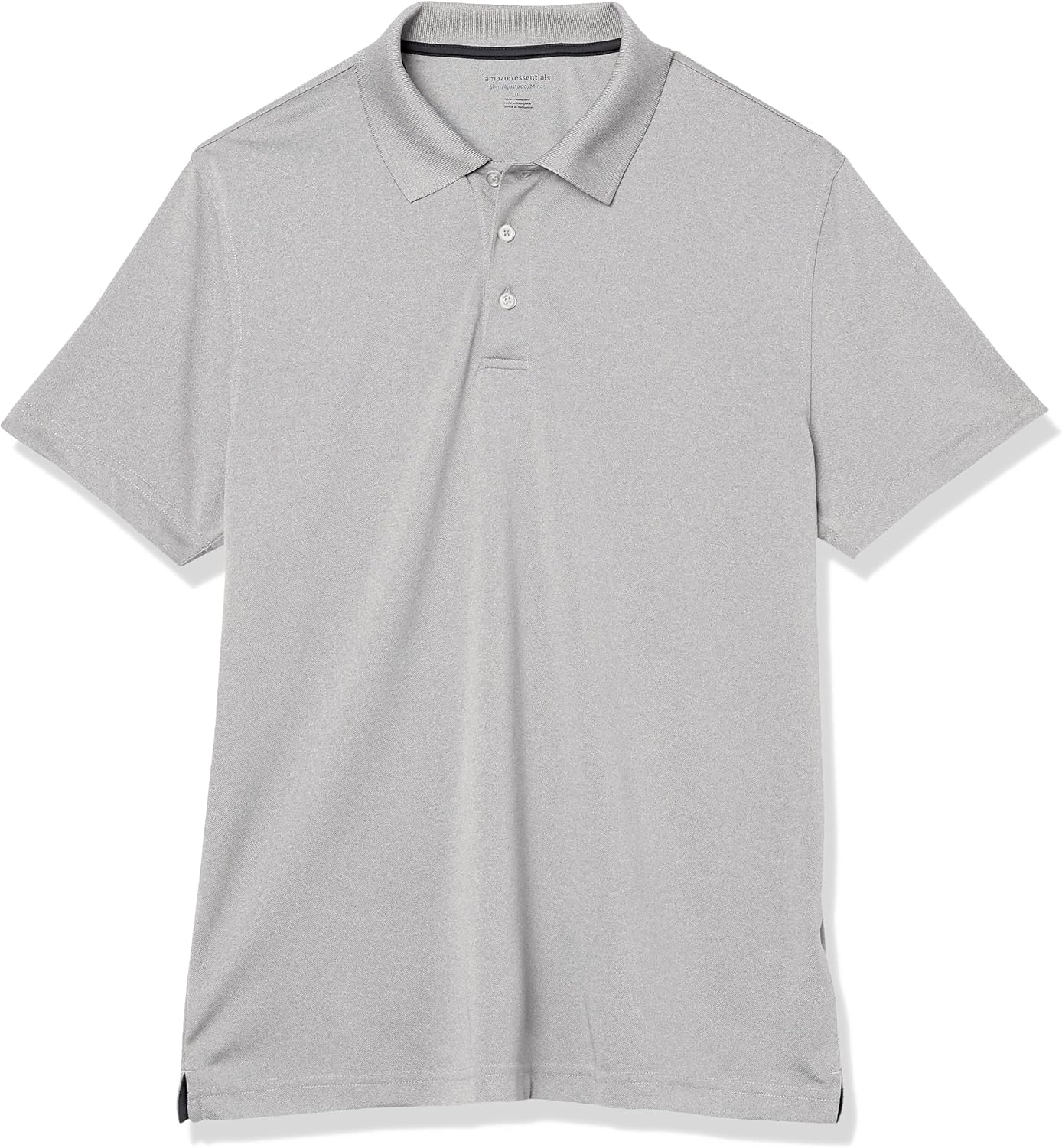 Amazon Essentials Men's Slim-Fit Quick-Dry Golf Polo Shirt Polyester Light Grey Heather Small