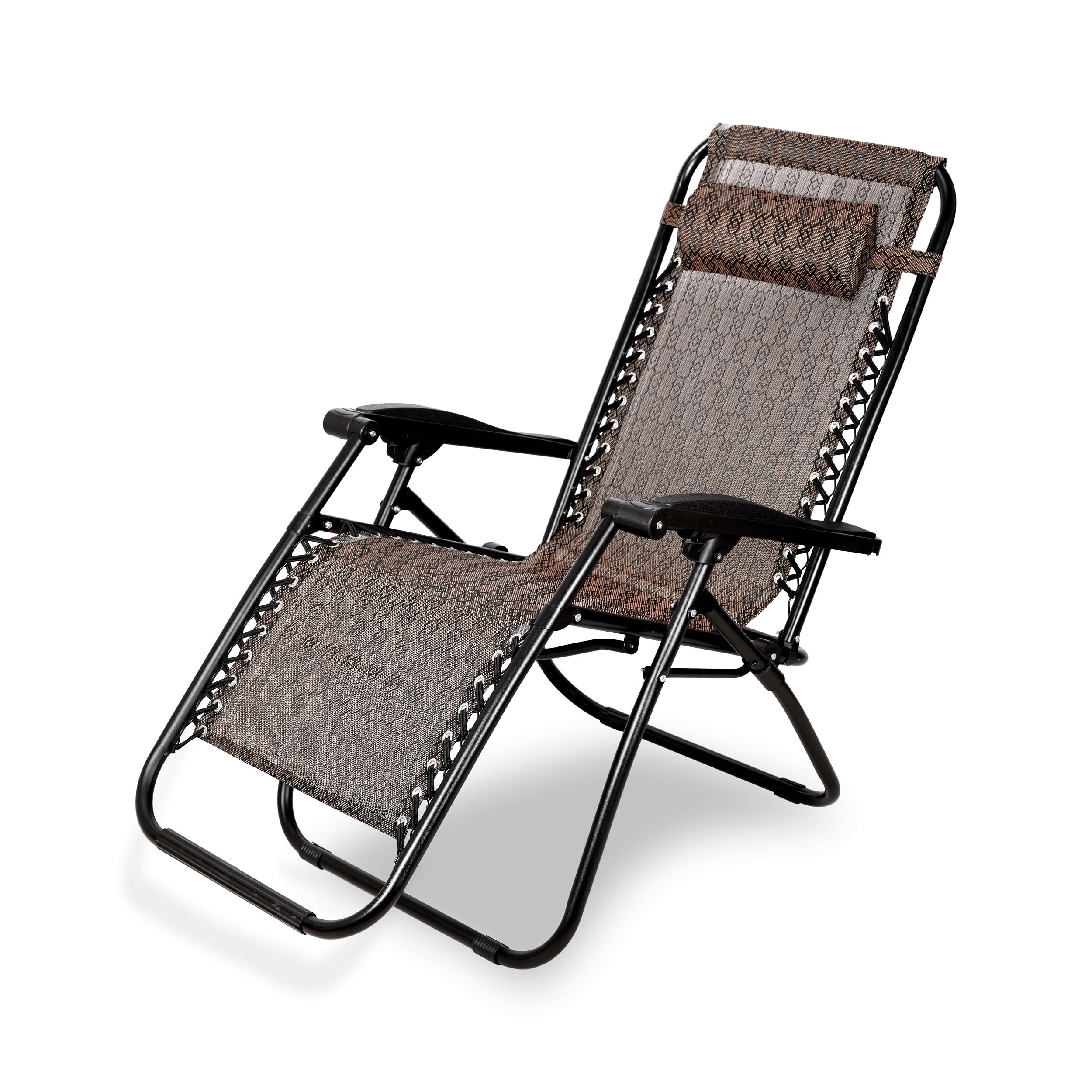 STAR WORK Stainless Steel Zero Gravity Chair, Lawn Chair Recliner Lounge, Portable Camping Folding Beach Chair With Removable Pillow (Burgundy)